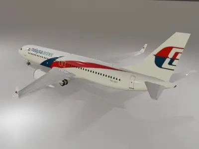Malaysia Airlines Boeing 737-800 3D Model with cockpit Low-poly 3D model