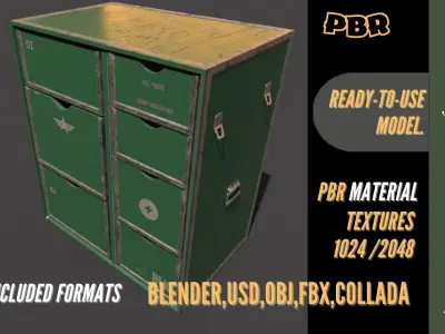 Military portable cabinet Low-poly 3D model Low-poly 3D model