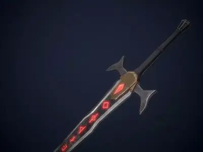 Fantasy Runesword PBR Low-poly 3D model