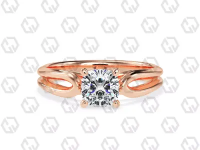 Ring 222 Cushion shape split shank solitaire ring with Gems 3D print model