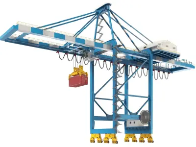 Two Detailed Gantry Rubber Tyred Cranes 3D model