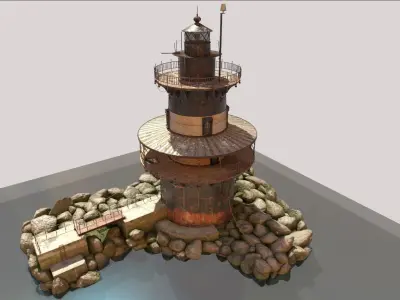 The Old Lighthouse with Rocky Surroundings 3D model