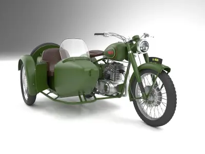 BSA Motorbike with sidecar 3D model