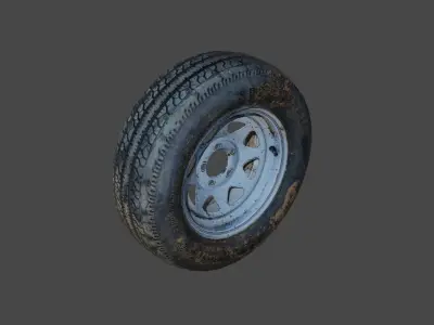 Old Tire with Rim Free low-poly 3D model