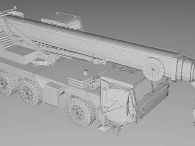 Truck Mounted Mobile Crane Heavy Machinery Construction Vehicle Low-poly 3D model