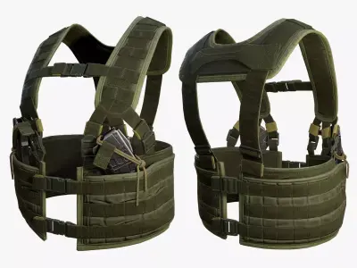 Tactical Vest Low-poly 3D model 2
