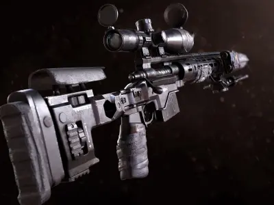 XM2010 Sniper Rifle - Mid Poly 3D model