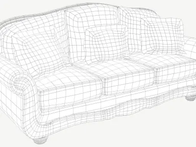 Old Fashioned Sofa model Low-poly 3D model
