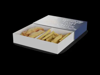 Snacks Fish and Chips Low-poly 3D model