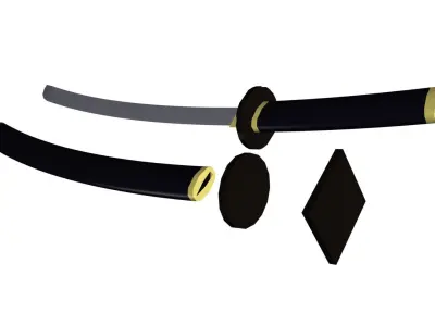 Low poly katana sword Low-poly 3D model