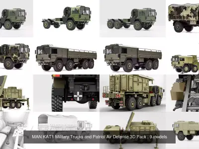 MAN KAT1 Military Trucks and Patriot Air Defense 3D Pack