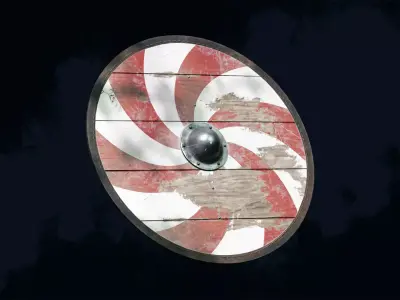 Viking shield 2 - War-Torn Low-poly 3D model