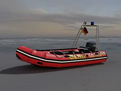 Zodiak MK2 DLRG Boot Rettungsboot 3D model