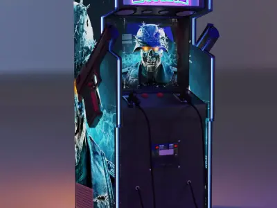 zombie shooting game machine Low-poly 3D model