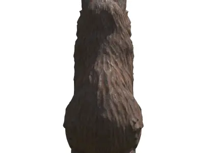 Furred cat rusted statues Low-poly 3D model