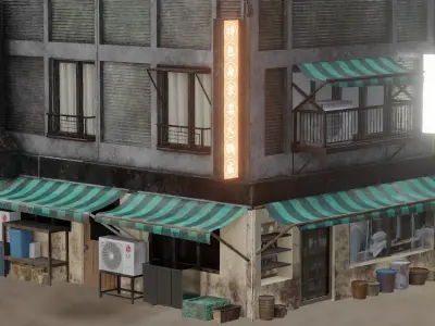 Chinatown Building Low-poly 3D model