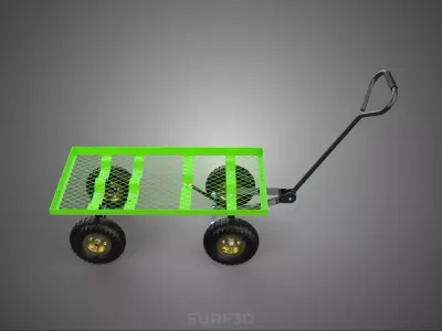 PLATFORM TRUCK MESH BASE FOUR PUNCTURE PROOF WHEELS CART TROLLEY 3D model