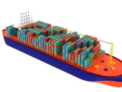 Container Ship Low-poly 3D model