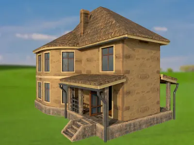 House homestead villa PBR  game ready Low-poly 3D model