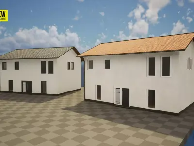 European Buildings  Residential - Town House A - Modular Low-poly 3D model