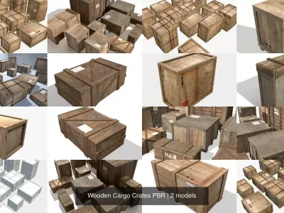 Wooden Cargo Crates PBR 3D Model Pack