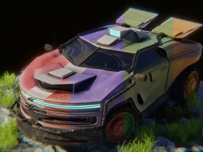 Sci fi CAR Military - Off road - Original Concept Humvee Rigged 3D model