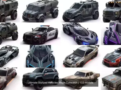 Ultimate Stylized Vehicles Mega Collection 3D Model Pack