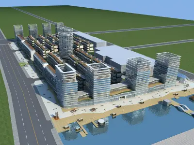 Architecture building near water 3D model