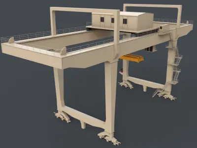 PBR Rail Mounted Gantry Crane RMG V1 - White Low-poly 3D model