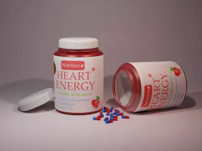 3D cosmetic supplement bottle and label design 3D model