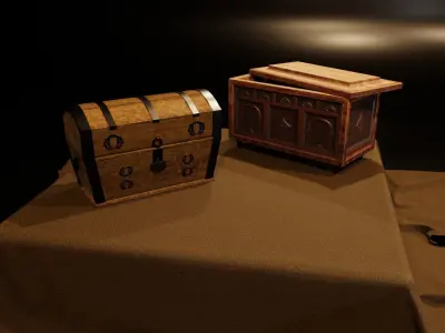 Chest and coffer pack Free low-poly 3D model