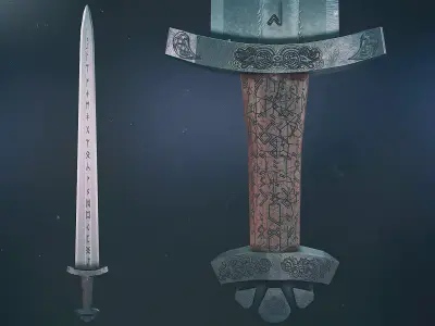 Scandinavian Battle Sword Low-poly 3D model