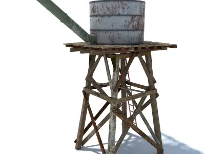 Low Poly Wild West Water Tank Low-poly 3D model