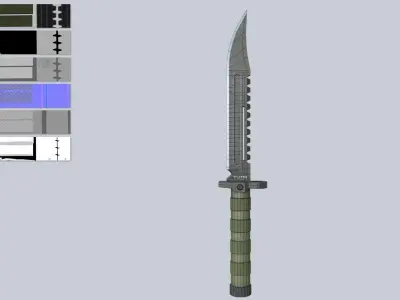 Tactical knife Low-poly 3D model 2