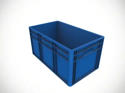Industrial Plastic Storage Crate Low-poly 3D model
