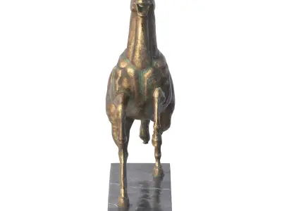 Rearing horse metal statues Low-poly 3D model