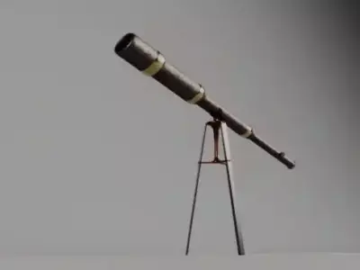 Vintage Telescope on Tripod Low-poly 3D model