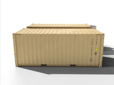 20ft Cargo Container Military Beige Low-poly 3D model