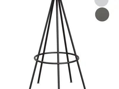 Urban Industrial Five Leg Round Bar Stool 3D model