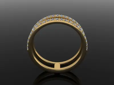 DOUBLE DIAMOND ROW BAND RING SIZE 6 3D print model