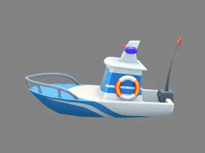Cartoon coast guard ship Low-poly 3D model