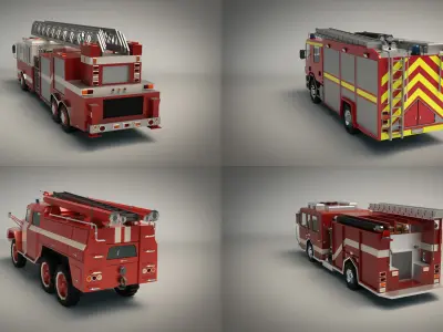 Low Poly Fire Truck Pack