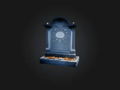 Tombstone with Epitaph Low-poly 3D model