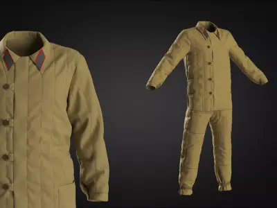 High-poly Soviet Padded Costume Military Uniform 3D model