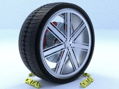 ORTAS CAR RIM 28 GAME READY RIM TIRE AND DISC 3D model