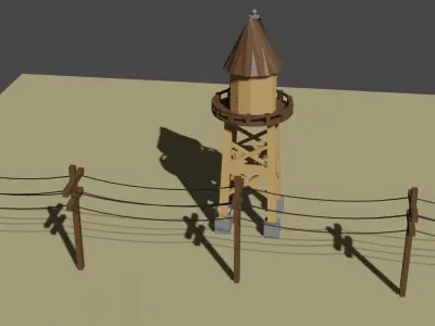 Water Tower 3D Model Free low-poly 3D model