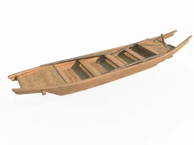 Ancient assault wooden boat 3D model