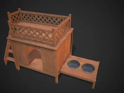 Dog Kennel Low-poly 3D model