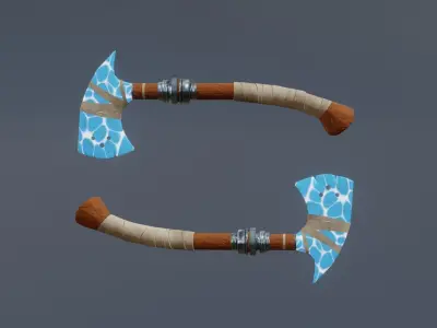Water axe - Elemental axe - model 01 Low-poly 3D model