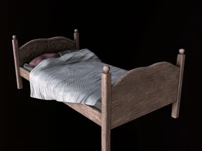 Tavern Bed - PBR Game Ready Low-poly 3D model